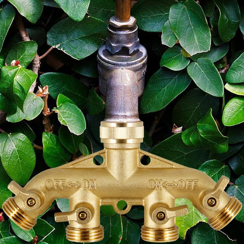 Triumpeek 4 Way Brass Hose Splitter  Heavy Duty 4-Way Garden Hose Connector 3/4 Inch  Solid 4 way hose adapter - Image 5